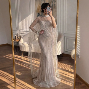 Robe de soirée sirène de luxe Serene <span class=keywords><strong>Hill</strong></span> LA73534 ornée de perles avec cape à col montant, robe de cérémonie pour célébrités 2026 - Product Image 2
