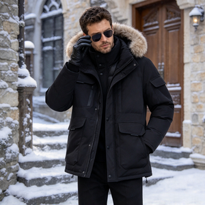 Custom Logo Tactical <b>Winter</b> Parka <b>Mens</b> Heavyweight Fur Hood Puffer Jacket Wholesale Cargo Multi Pocket <b>Coat</b> TKAN1095 - Product Image 2