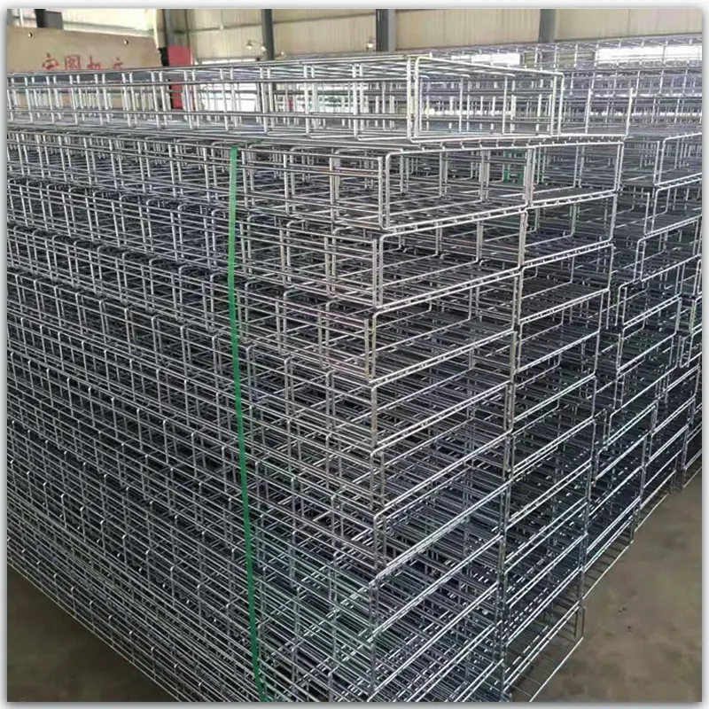 High quality 50x50mm 100x50mm grid cable tray with Accessories galvanized steel wire mesh basket cable tray