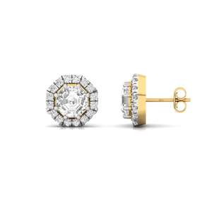 ต่างหูเพชรทรงแปดเหลี่ยม CVD Lab Grown รุ่น Regal Brilliance Solitaire ชุบทอง 10K ดีไซน์ทันสมัย สวยหรู ระยิบระยับ เหมาะเป็นของขวัญ - Product Image 3