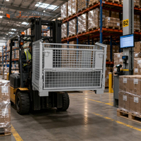 Cage de stockage métallique pliable robuste et personnalisable pour entrepôt, empilable jusqu'à 4 niveaux