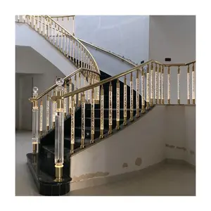 2021 Customized crystal led light acrylic stairs handrail round plastic clear acrylic pillars for ktv club