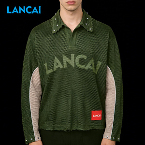 <b>Men's</b> Cotton Screen Printing Rhinestone Wear Fitness Breathable Mesh Hollow Bottom <b>Shirt</b> Mesh Long Sleeve Drop Shoulder T-<b>shirt</b> - Product Image 2