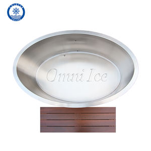 OMNI 304SS özel soğuk dalma küvet yüksek kaliteli kiraz ahşap Oval varil Spa 2 kişi buz banyo küvet 1HP soğuk dalma - Product Image 4
