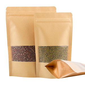 Resealable Sealable Zipper Lock Food Packaging Stand up <strong>Pouches</strong> Brown Kraft Paper Bags with Matte Window for Small Business - Product Image 1