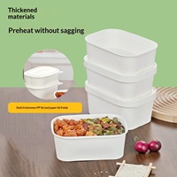 Boîte à bento en papier kraft jetable personnalisée avec couvercle, récipient alimentaire à emporter pour restaurant