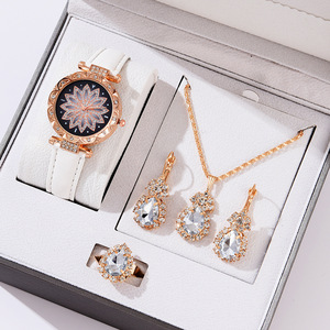 Bộ trang sức nữ 5 món zircon thời trang, quà tặng cá nhân hóa, mặt dây chuyền hình trái tim, đồng hồ, bộ trang sức pha lê dành cho nữ - Product Image 6