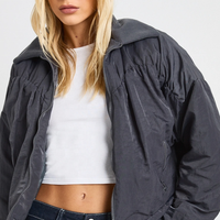 Veste décontractée tendance streetwear, coupe-vent d'hiver, veste bomber zippée pour femme avec logo personnalisé