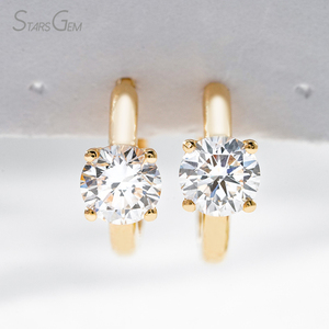 Pendientes de Aro con Diamantes Cultivados en Laboratorio Starsgem, Corte Brillante de 1.0ct, Color E, Oro Sólido de 18K, Chapado en Rodio, Unisex - Product Image 3
