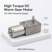 Moteur à engrenages à vis sans fin 12V CC CY370 à couple élevé 3Nm, moteur électrique à faible vitesse avec boîte de vitesses métallique pour machine d'automatisation de serrures intelligentes
