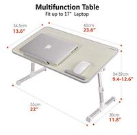 Bureau réglable en bois pour ordinateur portable avec ventilateur de refroidissement Bureau pour ordinateur portable Dessin et manger dans le canapé-lit