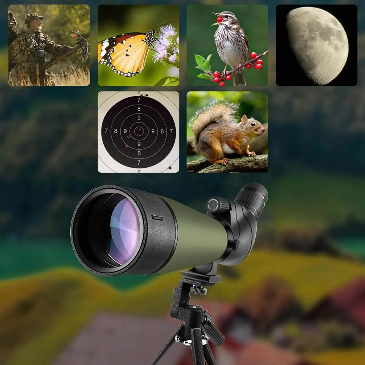 20-60x80 Spotting Scope BAK4 Angled Telescope with Tripod Waterproof Scope for Target Shooting Hunting Bird Watching