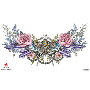 Autocollants de <span class=keywords><strong>tatouage</strong></span> temporaire pour femmes, motifs papillon et <span class=keywords><strong>fleur</strong></span> indiens personnalisés, sexy, pour la <span class=keywords><strong>poitrine</strong></span>, le cou ou le dos, art corporel - Product Image 3