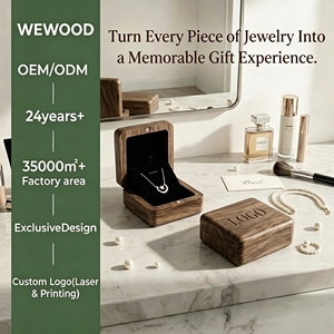 Wholesale Custom Logo Luxury Portable Black Walnut Wood <b>Necklace</b> Jewelry <b>Box</b> for Pendant and <b>Necklace</b> Storage - Product Image 2