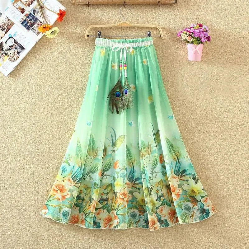 Váy Dài Boho Váy Voan In Cổ Tích Bãi Biển Váy Maxi Lớn