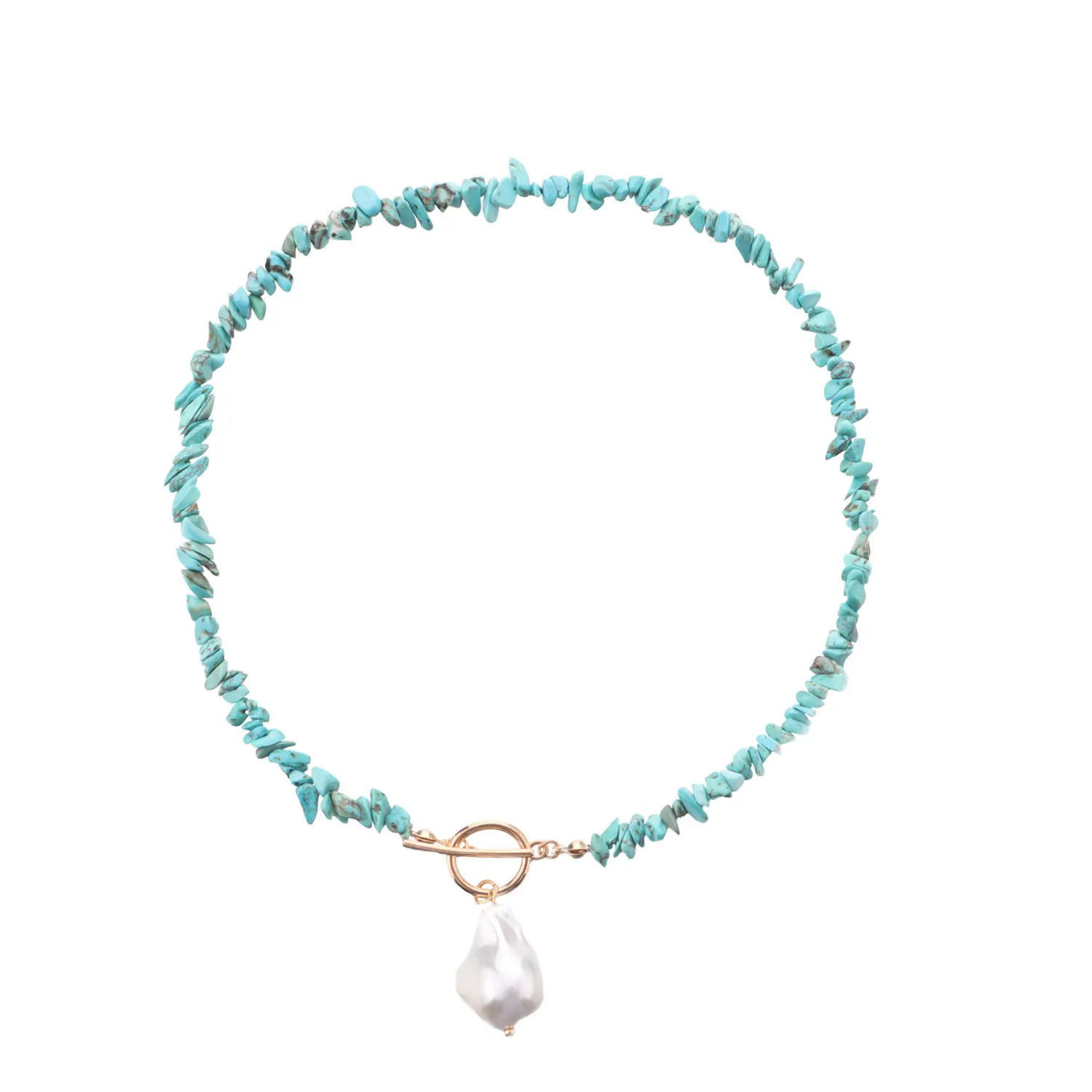 Модное ожерелье из натурального камня и бусин с жемчужной подвеской для женщин, оптовая продажа, N2106273