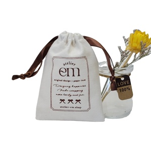 Pochette cadeau en coton écologique recyclable, petit sac à cordon personnalisé avec logo pour parfums, bijoux, cosmétiques, cils, boucles d'oreilles - Product Image 1