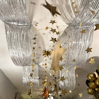 Nicro Promotion 33*450cm Rideau de pluie à franges ondulées à 3 plis, Décoration de fond métallique à pampilles pour plafond, Mariage, Douche nuptiale, Fête