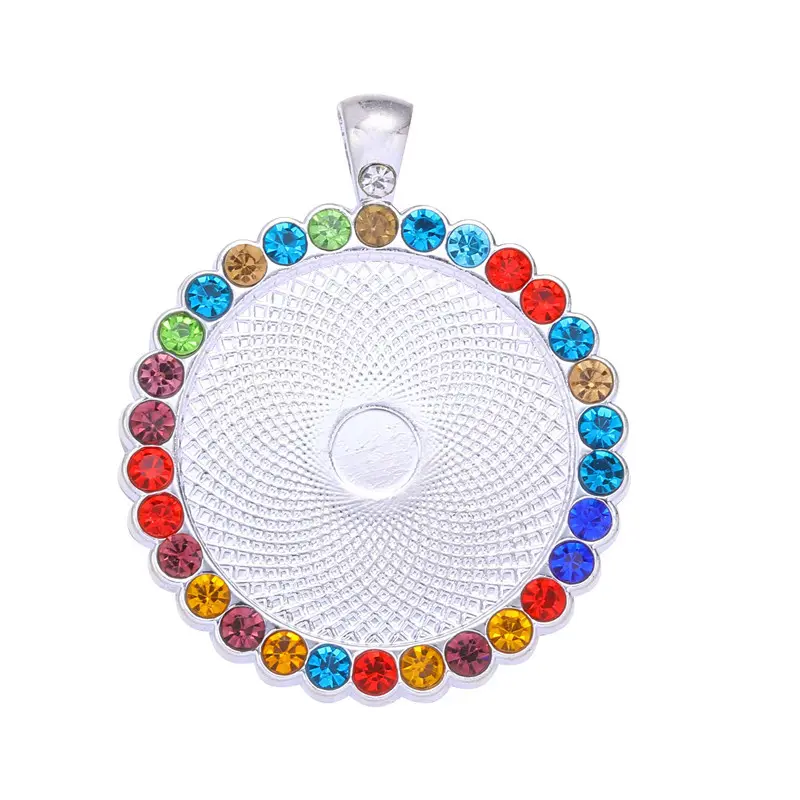 25Mm Gekleurde Ronde Strass Bezel Hanger Dienbladen Cabochon Hanger Dienblad Bedels Voor Armband Maken