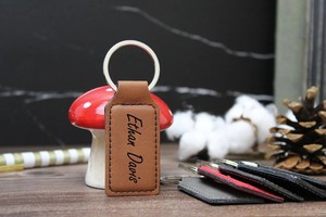 Móc khóa trơn bằng thép không gỉ, mặt da, in logo tùy chỉnh bằng laser, bền, bán buôn - Product Image 2