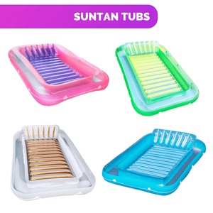 Transat flottant gonflable Suntan Tub Classic Edition rose, transat hybride pour piscine, avec coussin confortable - Product Image 6