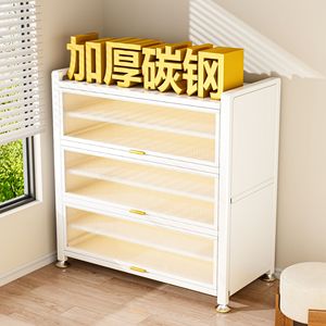 Meuble à chaussures en acier multi-niveaux grande capacité anti-poussière avec porte relevable pour entrée de maison - Product Image 1