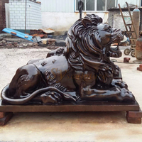 Vente en gros de lion Sculpture en bronze Statues de lion en laiton Lion assis Tête de jardin en bronze