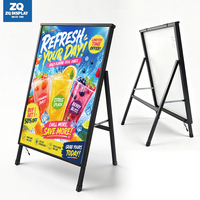 Kotak Lampu Luar Ruangan Dapat Diisi Ulang Bingkai Poster Dekoratif Aluminium Alloy A-frame Papan Menu Iklan LED Mudah Diganti