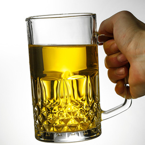 <strong>Custom</strong> Logo 250ml 300ml 400ml 500ml Classic Glass <strong>Beer</strong> Steins Thick Clear Glass <strong>Beer</strong> <strong>Mug</strong> With Handle Wholesale <strong>Beer</strong> Glass Cup - Product Image 5