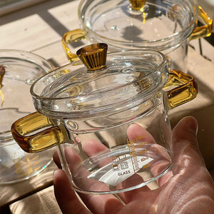 Nhà máy trực tiếp cao Borosilicate Glass <span class=keywords><strong>Brown</strong></span> xử lý với quy mô và nắp bé bổ sung thực phẩm Chậu thủy tinh đồ nấu nướng - Product Image 6