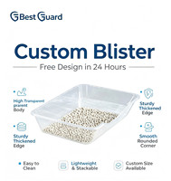 Empaque de Blíster Personalizado para Bandeja de Arena para Gatos y Plato de Alimentación para Mascotas, Plástico PET Reciclable de 1 mm de Grosor, Impresión Personalizable