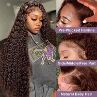 Perruques Ondulées Chocolat Bouclées 250 Densité Cheveux Humains 13x4 Lace Frontale Profondeur d'Onde pour Femmes