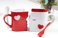 Lot de 2 Tasses à Café Créatives Doubles Grandes avec Cuillères pour Couples, Tasses en Céramique pour Lait, Eau, Thé