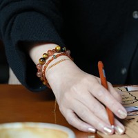Collier long en grenat orange naturel pour femmes, style chinois, bijoux en pierres précieuses, accessoires, fournisseur en gros
