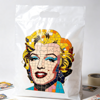 Sacs d'emballage portables et jetables en plastique découpé, motif Mosaïque Pop Art Créatif Marilyn Blanc, pour produits de marché et cadeaux