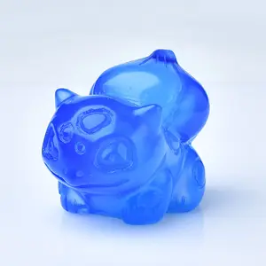手工雕刻蛋白石水晶口袋怪物蓝色蛋白石动物儿童礼物