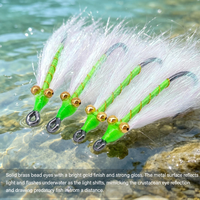 Mouche Crazy Charlie à tête perlée dorée, Streamer Krystal Flash Shrimp, Leurre à mouche en acier à haute teneur en carbone pour la pêche au bar en eau douce et salée