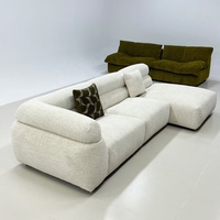 Canapé d'angle moderne en tissu bouclé - Canapé 3 places rembourré avec chaise longue pour salon