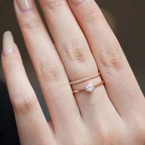 Xinfly 18k Pure Gold Jewelry VS FG Six Prong <b>Solitaire</b> Round Brilliant Diamond Wedding Engagement <b>Ring</b> - Product Image 4