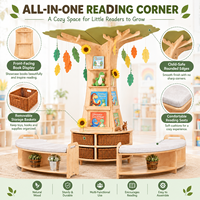 Étagère en forme d'arbre avec base arrondie, mobilier de lecture Montessori pour la maternelle, pour la lecture en groupe et l'apprentissage en classe