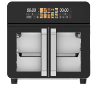 Friteuse à air sans huile grande capacité à double cuve avec écran LED, triple fonction, compatible voiture, usage commercial, contrôle numérique