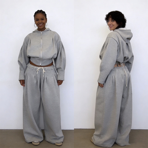 Ensemble survêtement vintage surdimensionné pour femmes, 2 pièces, pantalon <span class=keywords><strong>cargo</strong></span> imprimé respirant et sweat-shirt pour l'hiver - Product Image 1