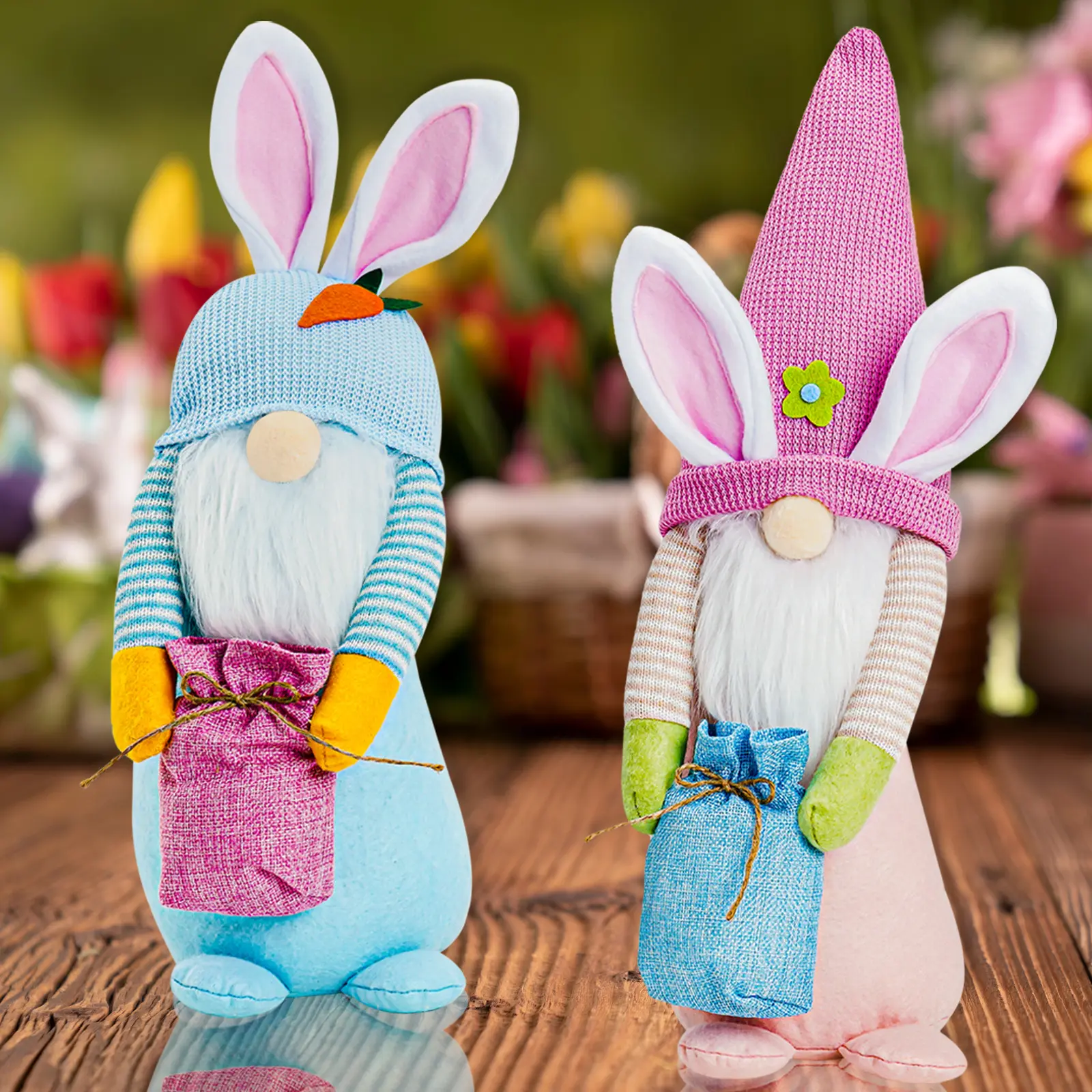 Пасхальный красочный плюшевый кролик гном весенний подарок вязаный карликовый кукла украшения 2024 пасхальный декор подарки
