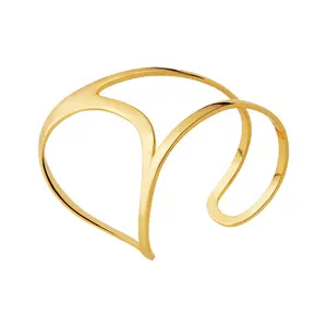 Original Design 18K Gold Plated Brass Jewelry Geometric Hollow Line Palm Bangle HipHop Punk Bracelet B232330