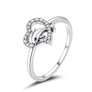 Dauphin elf 925 bague en argent en forme de <span class=keywords><strong>coeur</strong></span> zircon et Anneau de Dauphin avec <span class=keywords><strong>Anima</strong></span> gros SCR671 - Product Image 1