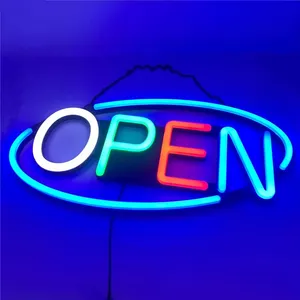 Iluminação empresarial aberta 24 horas néon loja led sinal aberto