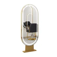 Hair salon furniture set haircut styling mirror station makeup salon station double-sided salon mirror with LED
