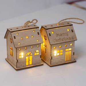 Casa de Madera Creativa con Luz LED, Decoración Festiva Luminosa para Mesa, Adorno Navideño Único para Sala de Estar, Venta al Por Mayor - Product Image 3