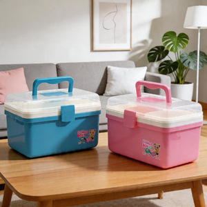 <b>Storage</b> <b>Box</b> Plastic Rectangle With Handle And Compartment For Food Or Medicine <b>Storage</b> - Product Image 2
