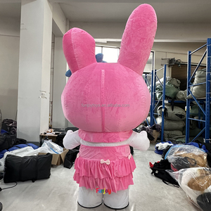 Costume da Mascotte Coniglio Rosa Gonfiabile per Adulti con Grazioso Vestito Rosa per Eventi di Natale, Halloween e Anime Fursuit - Product Image 4